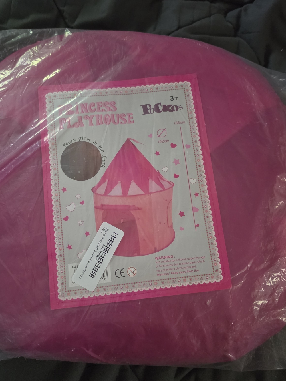 Kids Princess Play Tent Pop-Up - Bright Pink